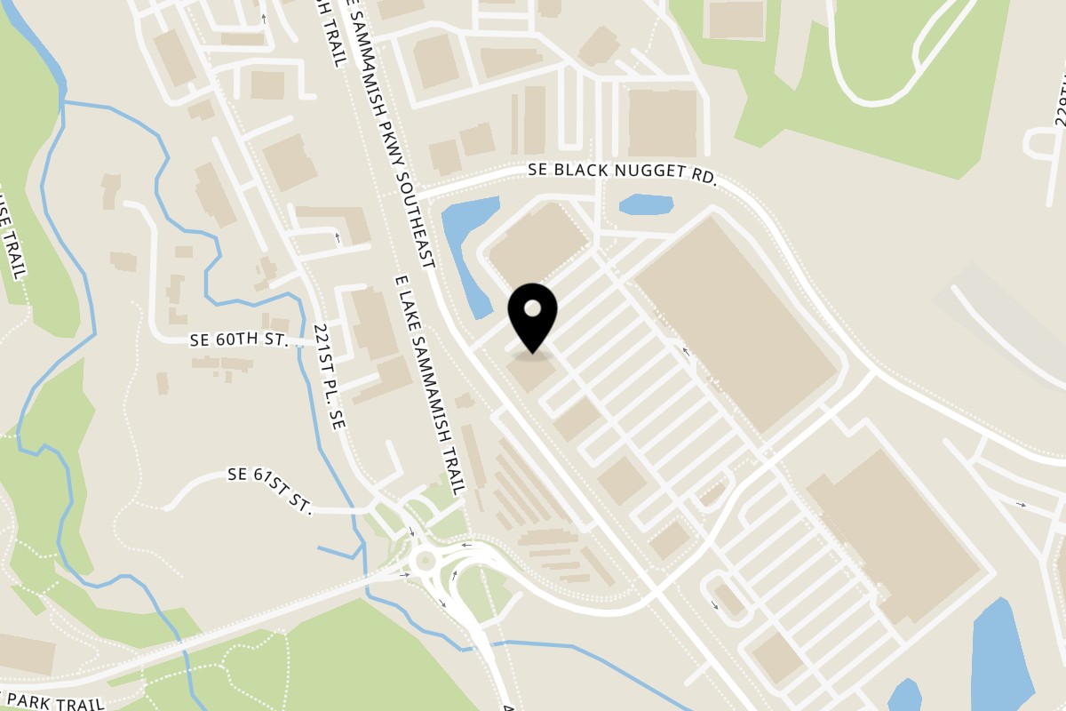 Map showing the location of RaajGharana on 6130 E Lake Sammamish Pkwy SE A in Issaquah